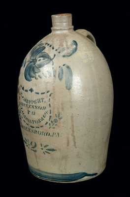 2 Gal. T. F. REPPERT / GREENSBORO, PA Stoneware Jug w/ Brushed Floral Decoration