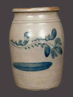 1 Gal. Western PA Stoneware Crock with Brushed Floral Decoration