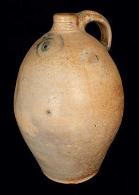 Scarce 3 Gal. Ovoid Stoneware Jug w/ Watchspring Decoration, NY or NJ, 18th century