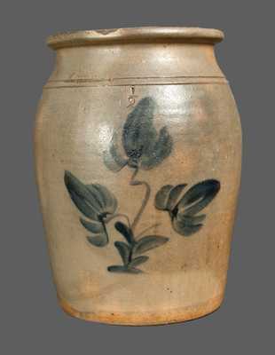 1 1/2 Gal. Stoneware Jar with Floral Decoration, attrib. Kelin & Harbaugh, Beaver, PA