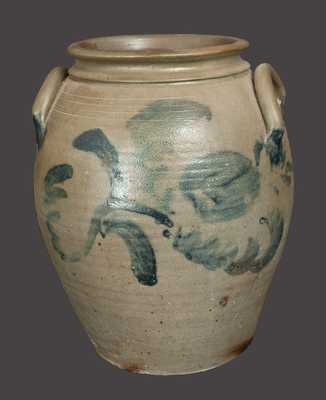 Large-Sized Ovoid Stoneware Crock w/ Large Floral Decoration attrib. Samuel Frayser, Henrico County, VA