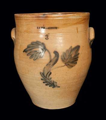 3 Gal. E. S. FOX / ATHENS Stoneware Crock with Floral Decoration