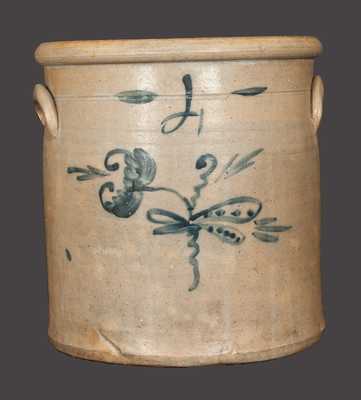 4 Gal. Stoneware Crock with Floral Decoration