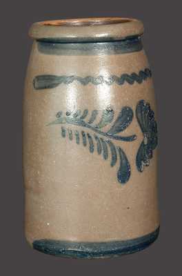 Large Western PA Stoneware Canning Jar with Brushed Floral Decoration