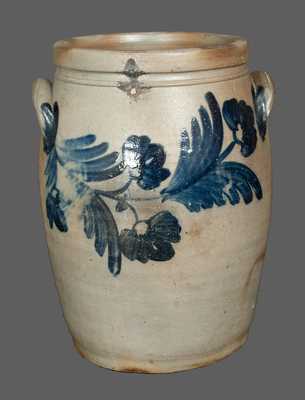 3 Gal. Stoneware Jar with Elaborate Floral Decoration, Baltimore, Circa 1850