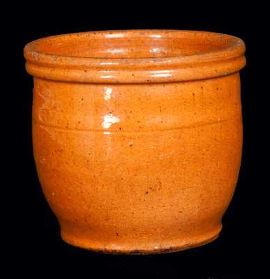 Quart-Sized JOHN BELL / WAYNESBORO Redware Orange-Glazed Cream Jar