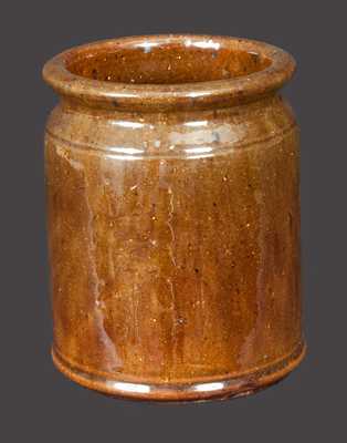 Quart-Sized JOHN BELL Redware Jar with Olive-Brown Glaze