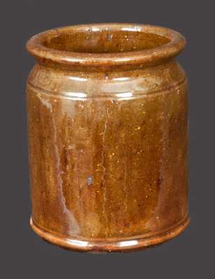 Quart-Sized JOHN BELL Redware Jar with Olive-Brown Glaze