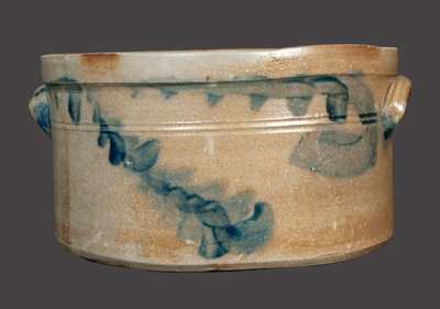 Stoneware Cake Crock with Hanging Floral Decoration, Southeastern PA, circa 1870