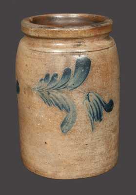 1/2 Gal. Stoneware Crock with Tulip Decoration att. Richard Remmey, Philadelphia