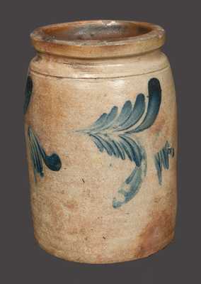 1/2 Gal. Stoneware Crock with Tulip Decoration att. Richard Remmey, Philadelphia