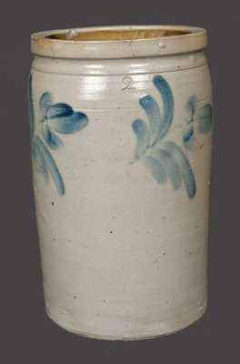 2 Gal. Stoneware Crock with Floral Decoration