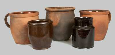 Lot of Five: Pennsylvania Redware Jars