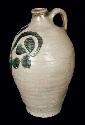 Very Rare 1 Gal. Incised Stoneware Jug, Probably Manhattan, circa 1750-1775