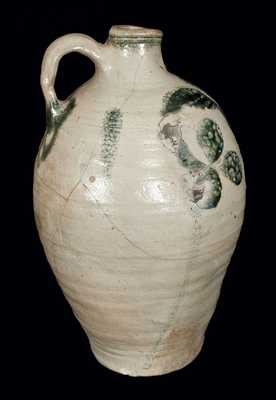 Very Rare 1 Gal. Incised Stoneware Jug, Probably Manhattan, circa 1750-1775