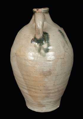 Very Rare 1 Gal. Incised Stoneware Jug, Probably Manhattan, circa 1750-1775