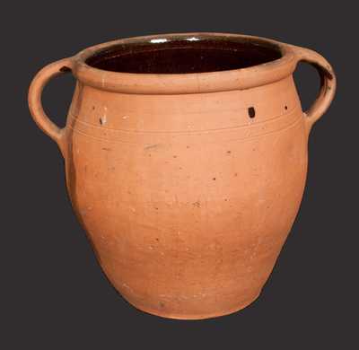 Large Open-Handled Redware Jar