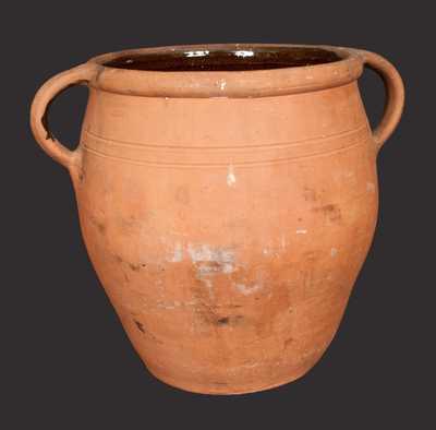 Large Open-Handled Redware Jar