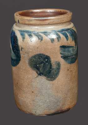 1/2 Gal. Stoneware Crock with Hanging Floral Decoration, Southeastern PA origin, circa 1860