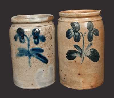 Lot of Two: 1/2 Gal. Stoneware Crocks with Clover Decoration, Baltimore