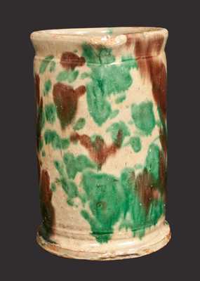 Multi-Glazed Redware Tankard Pitcher, Strasburg, VA origin, late 19th century