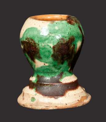 Multi-Glazed Shenandoah Valley Redware Egg Cup Strasburg, VA origin