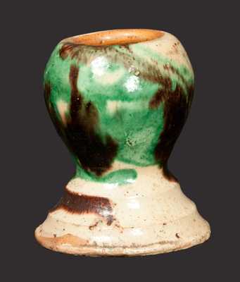 Multi-Glazed Shenandoah Valley Redware Egg Cup Strasburg, VA origin