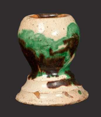 Multi-Glazed Shenandoah Valley Redware Egg Cup Strasburg, VA origin