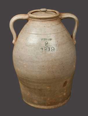 8 Gal. Ohio Double-Handled Stoneware Jug Impressed J. TRACY / 1879