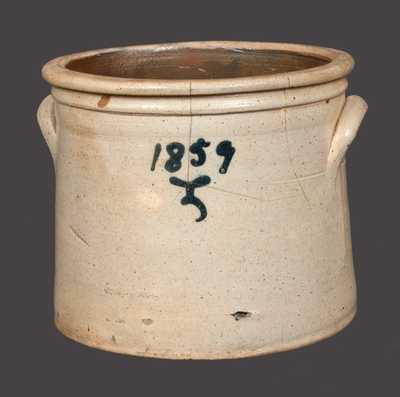 1 Gal. Stoneware Jar with Slip-Trailed Heart Decoration Dated 1859