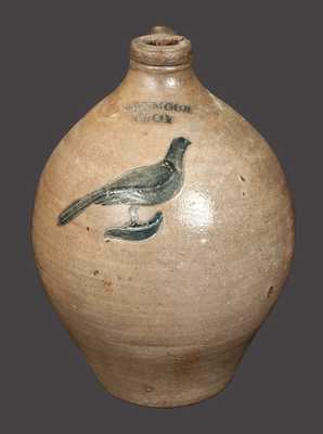 1 Gal. I. SEYMOUR / TROY Stoneware Jug with Incised Bird Decoration