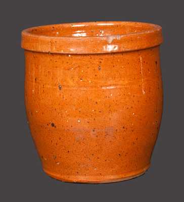 Small Lead-Glazed Redware Cream Jar Impressed JOHN BELL