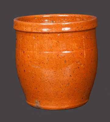 Small Lead-Glazed Redware Cream Jar Impressed JOHN BELL