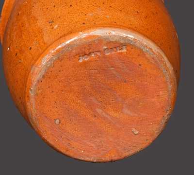 Small Lead-Glazed Redware Cream Jar Impressed JOHN BELL