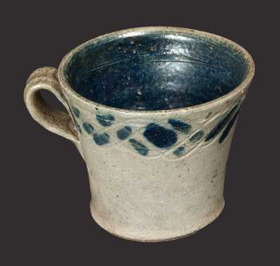 Stoneware Mug with Incised Lines and Cobalt Decoration with Cobalt Interior att. Jugtown, NC