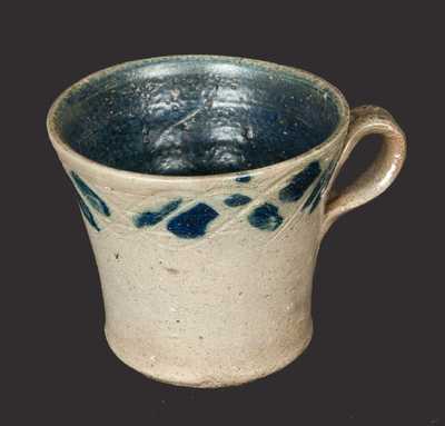 Stoneware Mug with Incised Lines and Cobalt Decoration with Cobalt Interior att. Jugtown, NC
