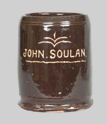 Albany-Slip Stoneware Mug with Incised Name JOHN SOULAN