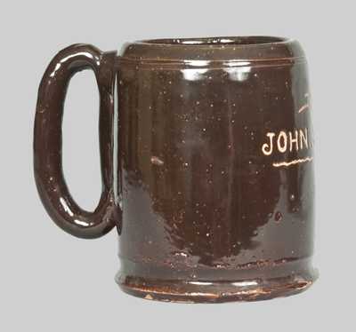Albany-Slip Stoneware Mug with Incised Name JOHN SOULAN