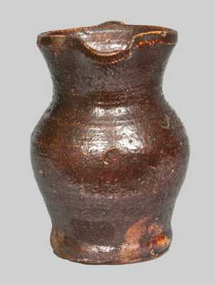 Unusual Miniature Redware Pitcher Incised at Shoulder 