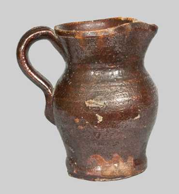 Unusual Miniature Redware Pitcher Incised at Shoulder 