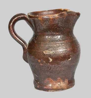 Unusual Miniature Redware Pitcher Incised at Shoulder