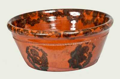 Redware Bowl with Sponged Manganese Decoration, PA or New England origin