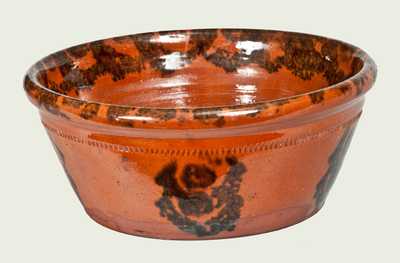 Redware Bowl with Sponged Manganese Decoration, PA or New England origin