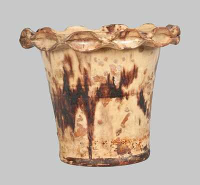 Crimped-Rim Redware Flowerpot att. Anthony Baecher, Winchester, VA or Thurmont, MD