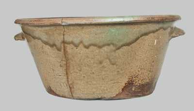 Alkaline-Glazed Stoneware Handled Bowl att. Edgefield, SC