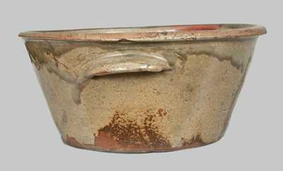 Alkaline-Glazed Stoneware Handled Bowl att. Edgefield, SC