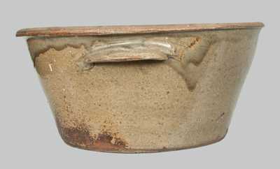 Alkaline-Glazed Stoneware Handled Bowl att. Edgefield, SC
