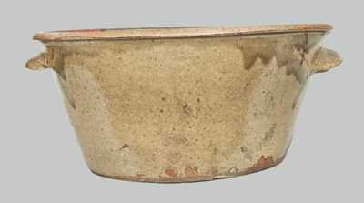 Alkaline-Glazed Stoneware Handled Bowl att. Edgefield, SC