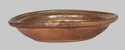 Redware Bowl Yellow Slip Streaks, possibly Hagerstown, MD, early 19th Century