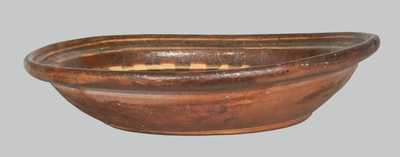 Redware Bowl Yellow Slip Streaks, possibly Hagerstown, MD, early 19th Century